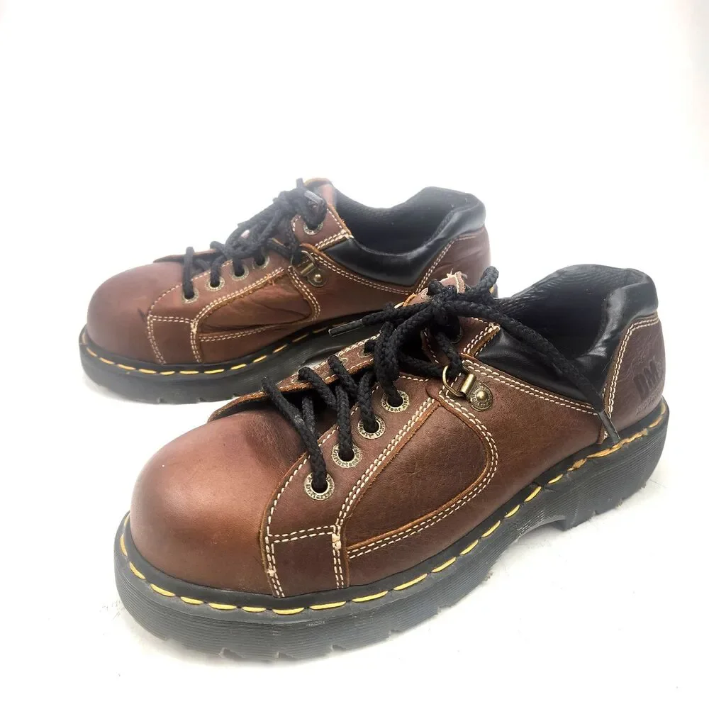Y2K Dr Martens Industrial Steel Toe Safety Work Shoes Made In England Sz 9 EUC